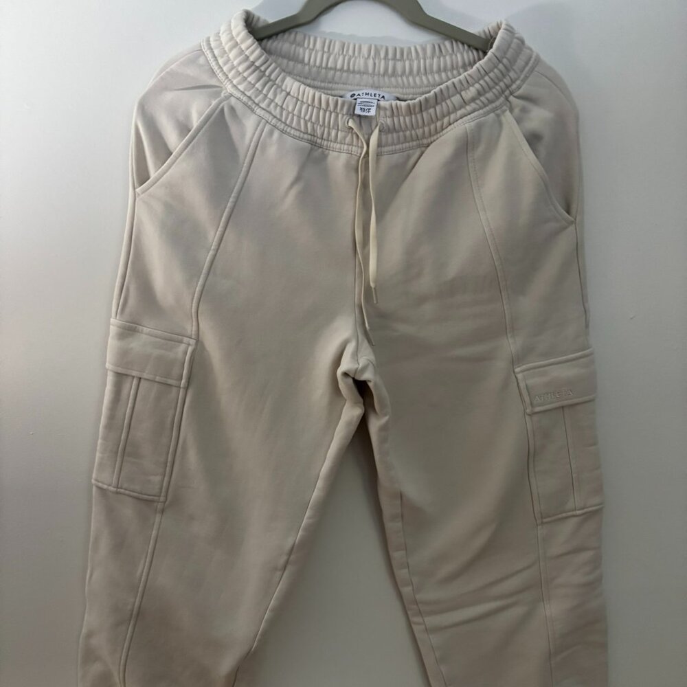Athleta Forever Fleece Cargo Jogger - Oatmeal - XS